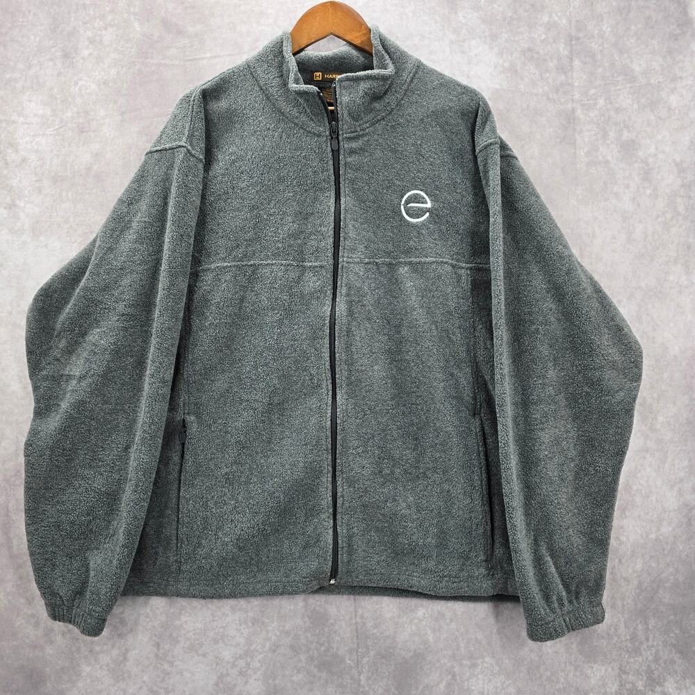Harriton Gray Full Zip Mock‎ Neck Fleece Sweater Coat Jacket XL Extra Large